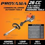 PROYAMA 26cc 6-in-1 Gas Chainsaw & Trimming Tools