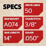 Oregon 14-Inch Chainsaw Bar and Chain Combo