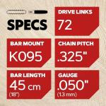 Oregon 18" Chainsaw Bar with M72 SpeedCut Chain