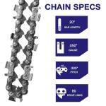 Funkywoo 4-Pack 20" Chainsaw Chains .325" Pitch