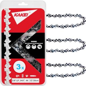 KAKEI Stihl Chainsaw Chain 12 Inch 3/8" LP Pitch, .043" Gauge, 44 Drive Links- 61PMM344 Fits STIHL Pole Saw, ECHO and More (3 Chains)
