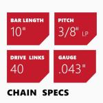 KAKEI 10" Replacement Chainsaw Chain - R40