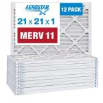 Aerostar 21x21x1 MERV 11 Pleated Filters, 12 Pack