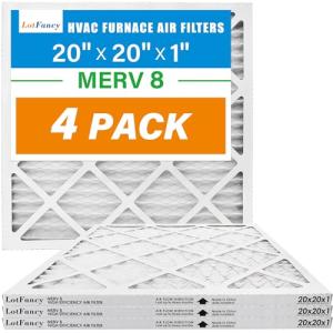LotFancy 20x20x1 MERV 8 Pleated Air Filter 4-Pack