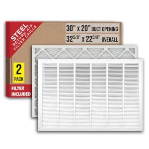 2-Pack Steel Return Air Filter Grille, White
