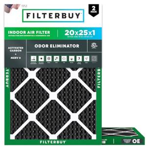 20x25x1 MERV 8 Air Filters with Carbon (2-Pack)