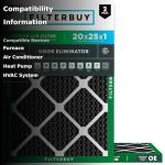 20x25x1 MERV 8 Air Filters with Carbon (2-Pack)