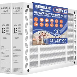 DerBlue 2-Pack MERV 13 16x25x5 Furnace Filters