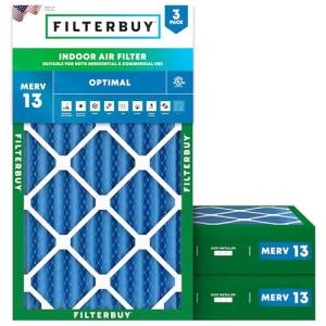 Filterbuy 12x20x4 MERV 13 Air Filters (3-Pack)