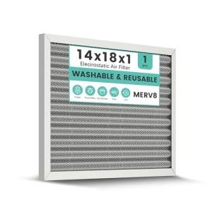 Washable 14x18x1 Electrostatic Air Filter, MERV 8
