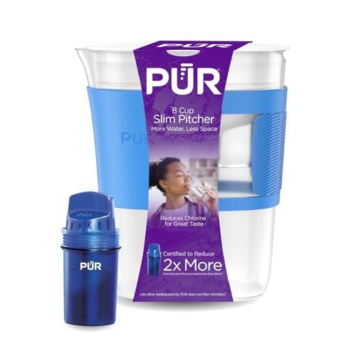 PUR 8-Cup Slim Water Filter Pitcher, Blue