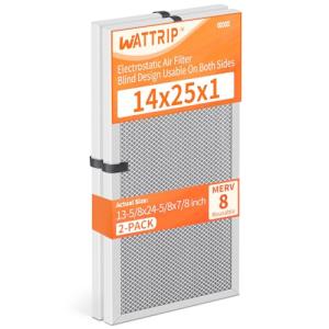 WATTRIP 14x25x1 MERV 8 Reusable Air Filters 2-Pack
