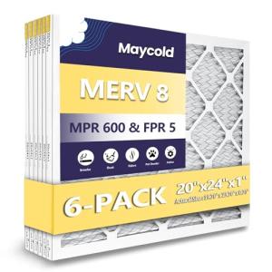 Maycold MERV 8 Pleated HVAC Air Filters 6-Pack