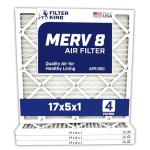 Filter King 17x5x1 MERV 8 Air Filters - 4-Pack