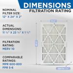 Glasfloss 12x24x2 MERV 10 Pleated Air Filters 2-Pack