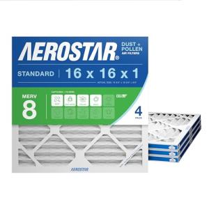 Aerostar 16x16x1 MERV 8 Pleated Filters - 4 Pack