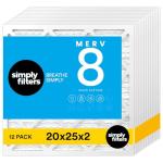 20x25x2 MERV 8 Air Filter, 12 Pack