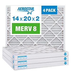 Aerostar 14x20x2 MERV 8 Pleated Air Filters 4-Pack
