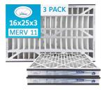 16x25x3 MERV 11 Pleated Air Filter 3-Pack