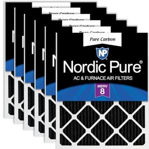Nordic Pure 12x25x1 Carbon Odor Reduction Filters 6 Pack