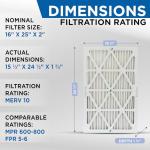 Glasfloss 16x25x2 MERV 10 Pleated Air Filters
