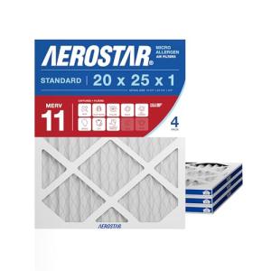 Aerostar MERV 11 Air Filter 20x25x1, 4 Pack