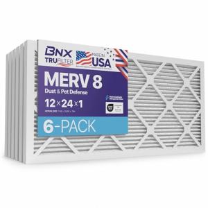 BNX TruFilter 12x24x1 Air Filters, MERV 8 (6-Pack)