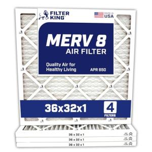 Filter King 36x32x1 MERV 8 Air Filters 4-Pack