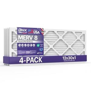 BNX TruFilter 12x30x1 MERV 8 Air Filters (4-Pack)