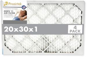 Proairtek 20x30x1 MERV 11 Air Filters, 4-Pack