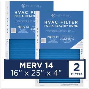 Medify Pro MERV 14 16x25x4 Air Filters 2-Pack