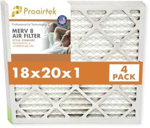 Proairtek 18x20x1 MERV 8 Air Filter Pack of 4