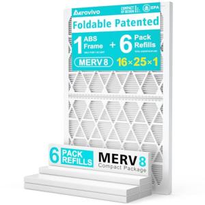 Aervivo 16x25x1 MERV8 Reusable Air Filter Kit