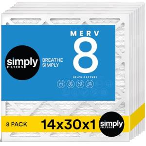 14x30x1 MERV 8 Air Filter, 8 Pack