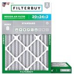 Filterbuy 20x24x2 Air Filter MERV 8 Dust Defense (2-Pack), Pleated HVAC AC Furnace Air Filters Replacement (Actual Size: 19.38 x 23.38 x 1.75 Inches)