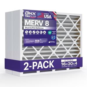 BNX TruFilter 16x20x4 MERV 8 Air Filters 2-Pack