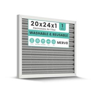 Washable 20x24x1 Electrostatic HVAC Filter, MERV 8