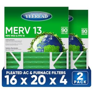YEEREAD 16x20x4 MERV 13 Air Filters 2-Pack
