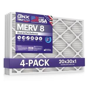 BNX TruFilter 20x30x1 MERV 8 Air Filters 4-Pack