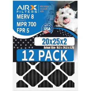 20x25x2 MERV 8 Air Filter, 12 Pack