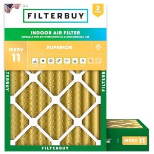 Filterbuy 20x22x4 Air Filter MERV 11 Allergen Defense (2-Pack), Pleated HVAC AC Furnace Air Filters Replacement (Actual Size: 19.50 x 21.50 x 3.75 Inches)