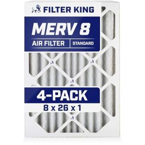 Filter King 8x26x1 MERV 8 Air Filter 4-Pack