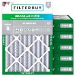 Filterbuy 24x25x4 Air Filter MERV 8 Dust Defense (6-Pack), Pleated HVAC AC Furnace Air Filters Replacement (Actual Size: 23.75 x 24.75 x 3.63 Inches)