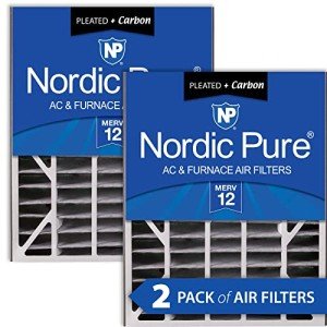 Nordic Pure 20x25x5 (19_3/4 x 24_1/4 x 4_7/8) Air Bear Air Filter Replacement MERV 12 Pleated + Carbon 2 Pack