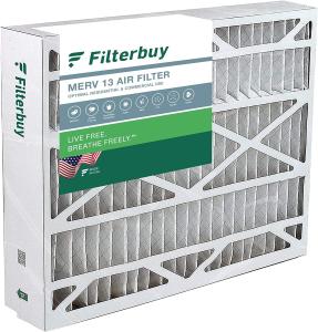 Filterbuy 24x25x5 Air Filter MERV 13 Optimal Defense (1-Pack), Pleated HVAC AC Furnace Air Filters Replacement for Carrier FILXXCAR0024, Maytag, and More (Actual Size: 23.63 x 24.69 x 4.25 Inches)