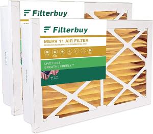 Filterbuy 24x24x5 Air Filter MERV 11 Allergen Defense (2-Pack), Pleated HVAC AC Furnace Air Filters Replacement for Honeywell Return Grille (Actual Size: 22.38 x 22.38 x 4.38 Inches)
