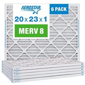 Aerostar 20x23x1 MERV 8 Pleated Air Filter, AC Furnace Air Filter, 6 Pack (Actual Size: 19 7/8" x 22 7/8" x 3/4")