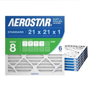Aerostar 21x21 MERV 8 Pleated Air Filter 6-Pack