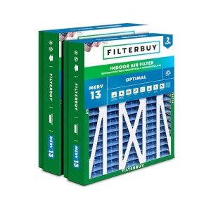 Filterbuy 21x21.5x5 Air Filter MERV 13 Optimal Defense (2-Pack), Pleated HVAC AC Furnace Air Filters Replacement for Trane Perfect Fit and American Standard (Actual Size: 20.00 x 21.09 x 4.97 Inches)