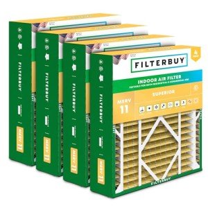 Filterbuy 21x21x5 Air Filter MERV 11 Allergen Defense (4-Pack), Pleated HVAC AC Furnace Air Filters Replacement for Rheem, Ruud, and Protech (Actual Size: 20.63 x 20.63 x 4.38 Inches)